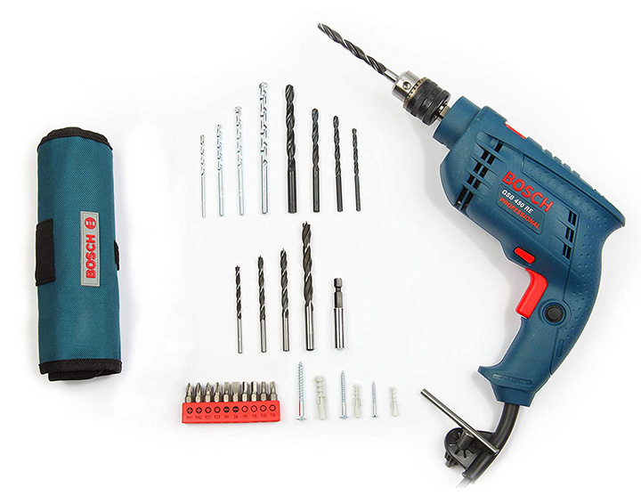 bosch gsb 450-watt impact drill set