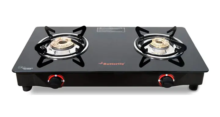 butterfly smart glass 2 burner gas stove