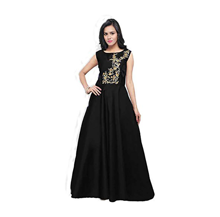Ram krupa creation Women's Georgette Heavy Embroidered Semi Stitched Anarkali Gown