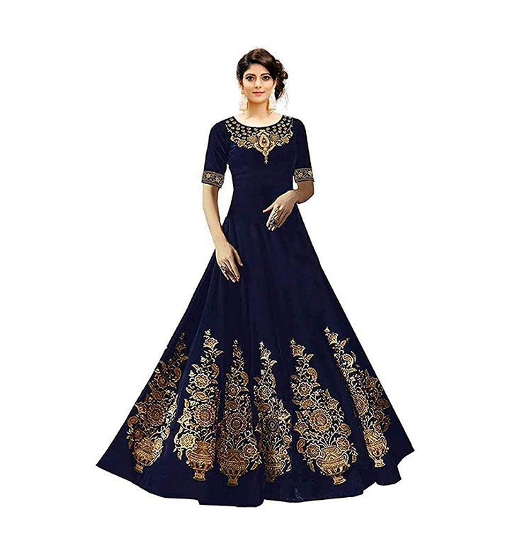 Sojitra Enterprise woman's Taffeta Silk Anarkali Gown