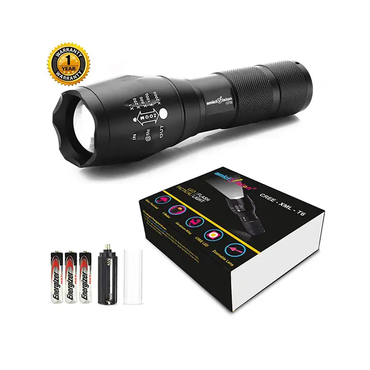 amicivision metal led torch flashlight