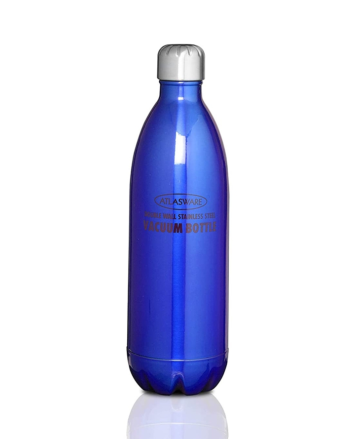 atlasware stainless steel vacuum bottle dark blue