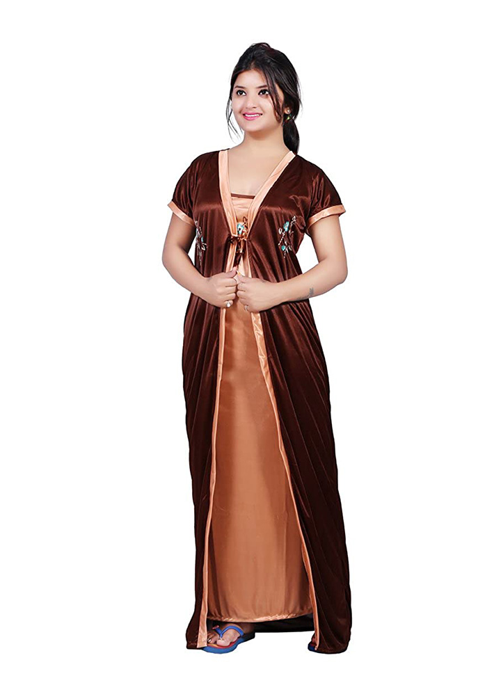 bailey sells women's satin embroidered maxi nightgown