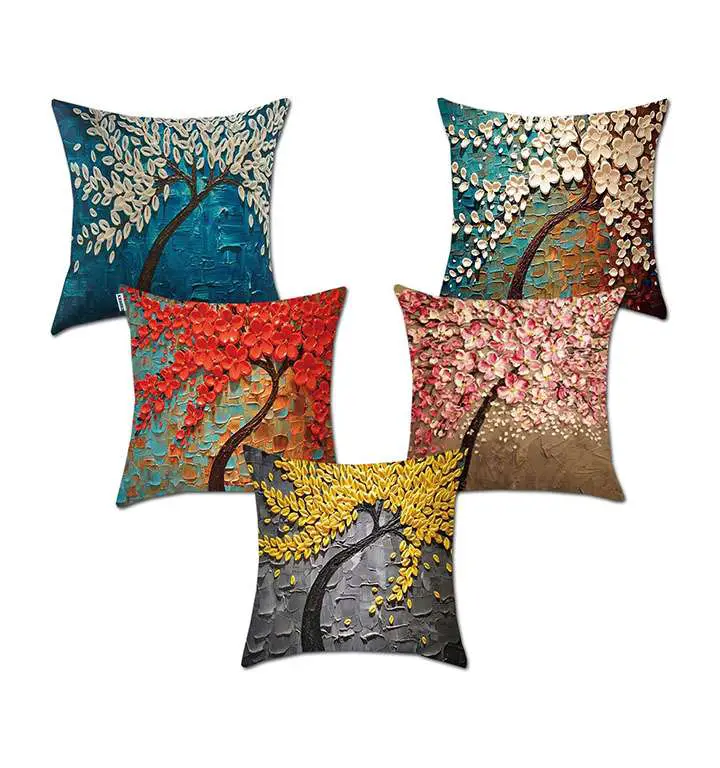 cidizy jute tree floral print cushion covers