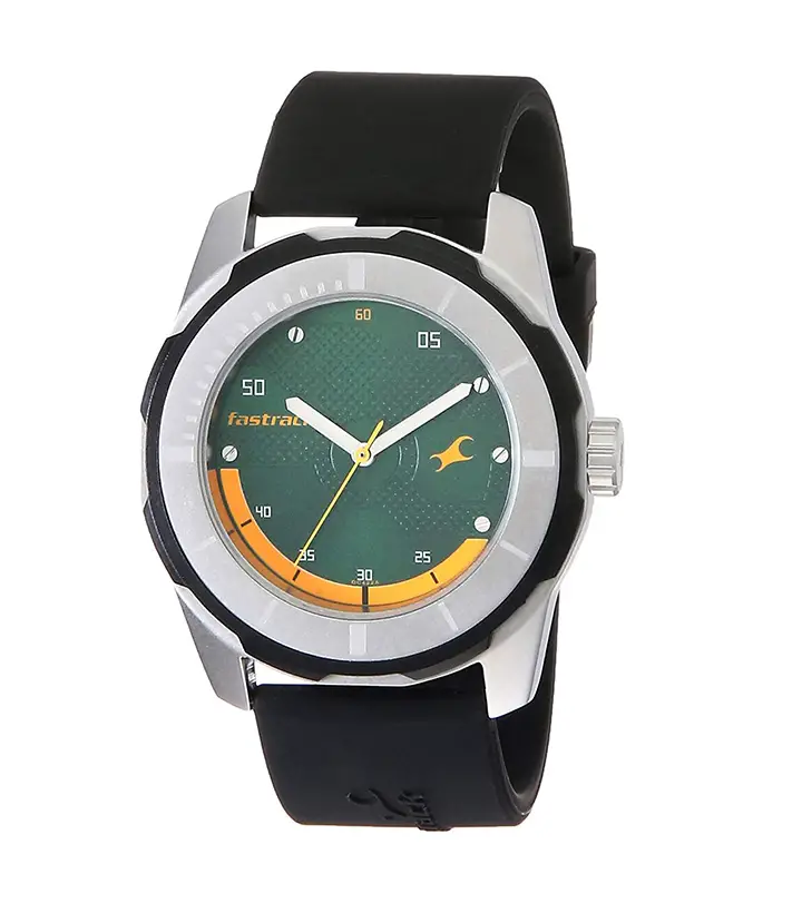 fastrack economy 2013 analog green dial men's watch