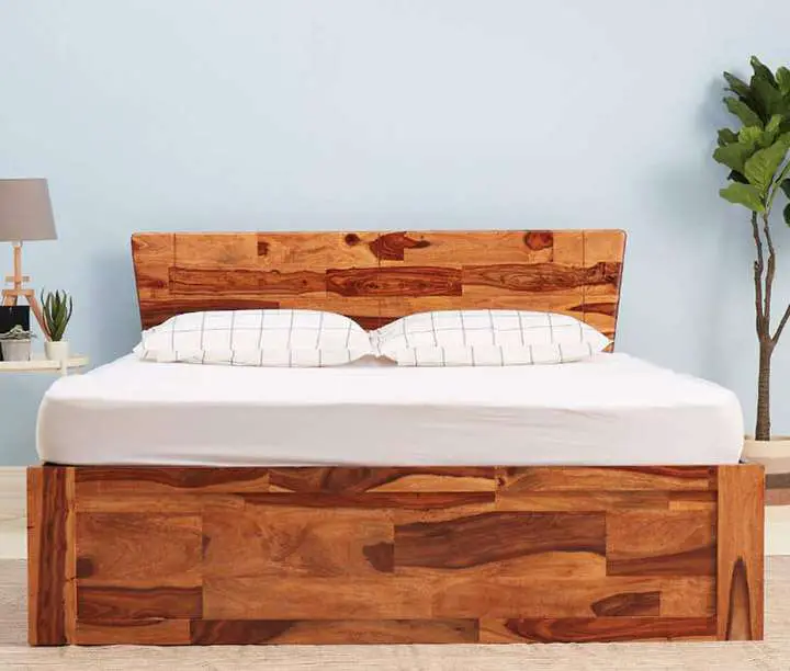 wakefit auriga sheesham bed with storage (king size bed) solid wood double bed