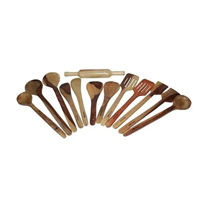 craftatoz natural serving and cooking spoon set