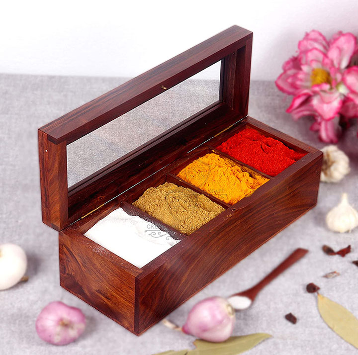 creation india craft wooden spice box