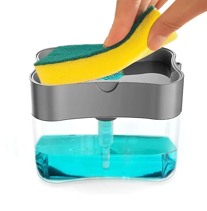 exseson plastic 2 in 1 liquid soap dispenser pump with sponge holder