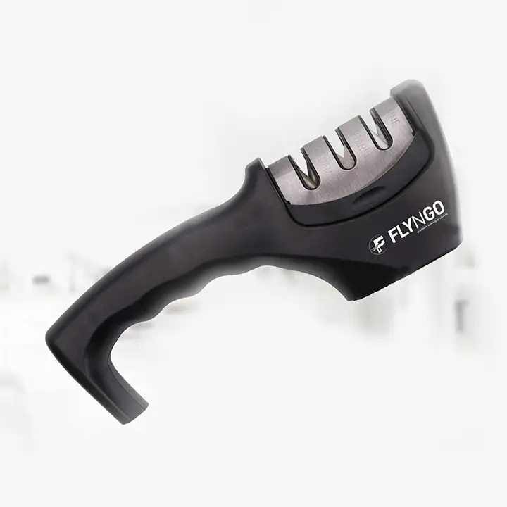 flyngo manual knife sharpener 3 stage sharpening tool for ceramic knife and steel knives