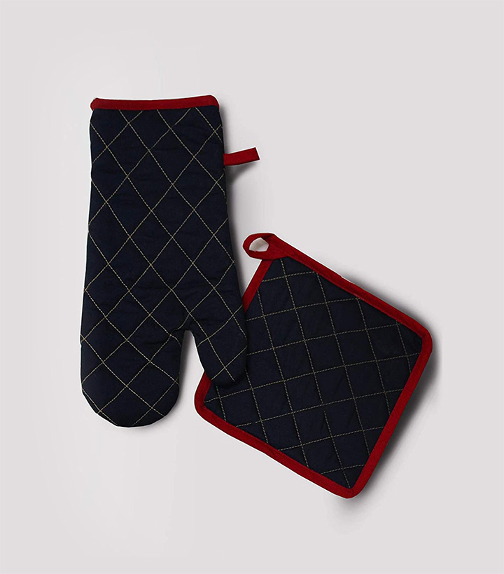 milano home cotton padded oven glove & pot holder set