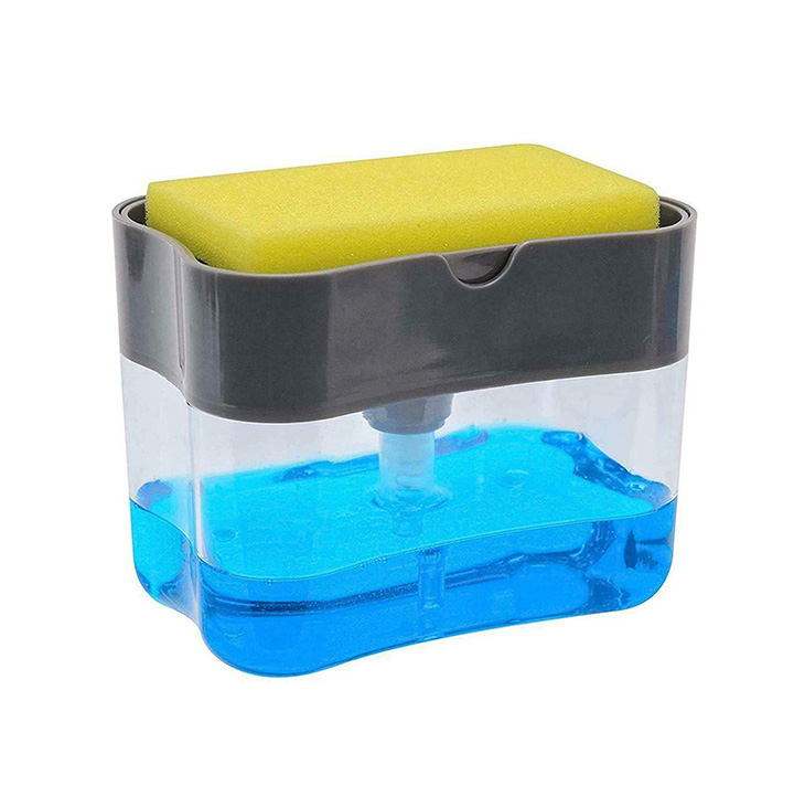 mobhada 2 in 1 liquid soap dispenser pump with sponge holder