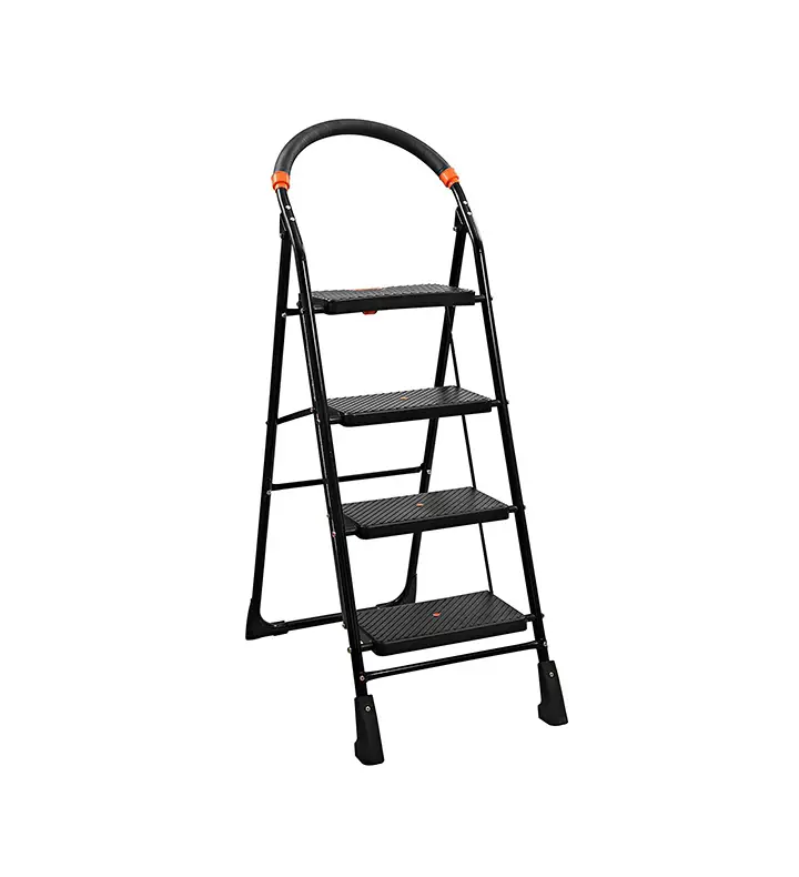 parasnath black heavy folding ladder with wide steps milano 4 steps 4.1 ft ladder (made in india)