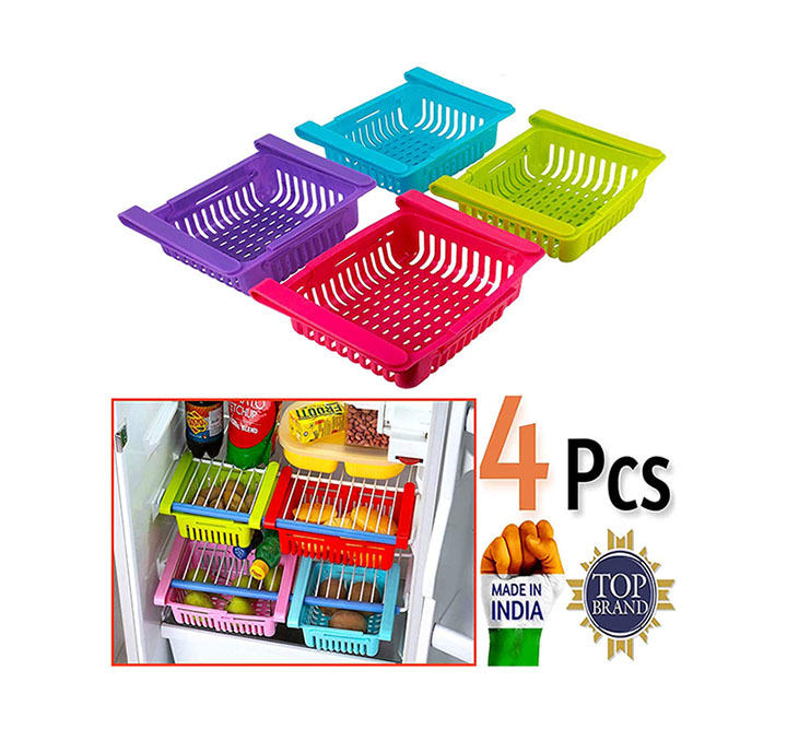 rd collection 4 pcs expandable adjustable fridge storage basket under shelf fridge organise rack