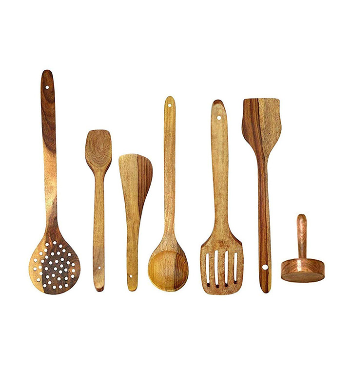 wow kitchen store handmade wooden (rose wood) serving and cooking spoon set