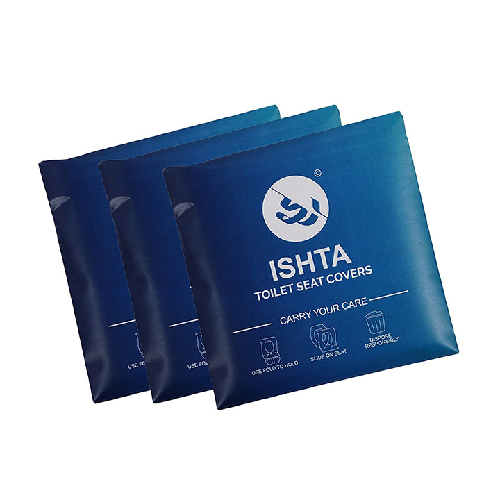 ISHTA Disposable Waterproof Premium Soft Fabric Recyclable Toilet Seat Covers