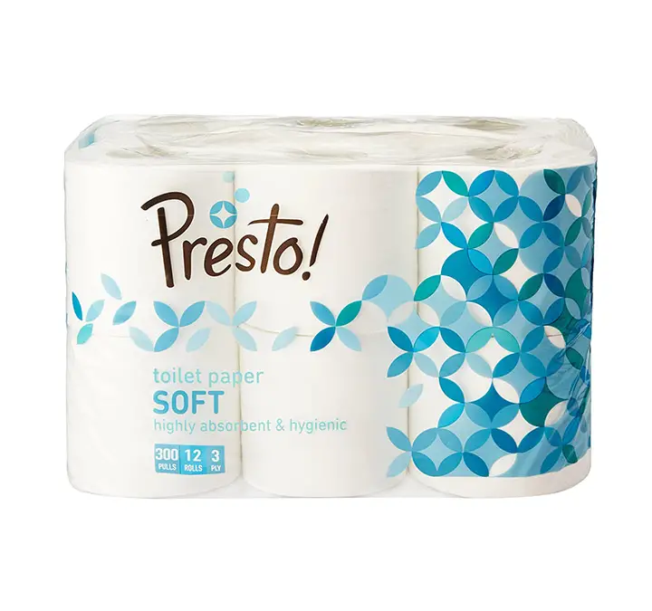 Presto! Amazon Brand - 3 Ply Toilet Paper/Tissue Roll