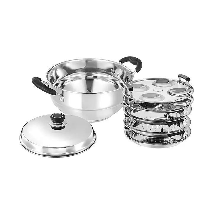 amazon brand - solimo stainless steel induction bottom multi kadai with plates