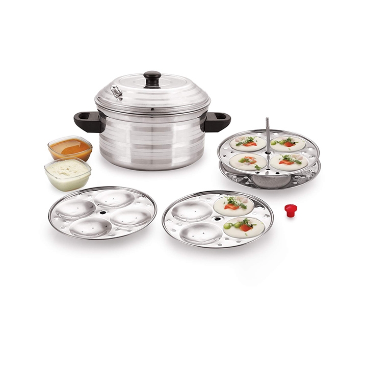 bms lifestyle stainless steel 4-plates idly maker cooker
