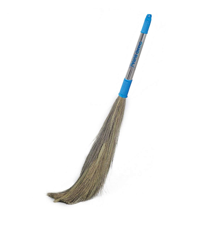 chand suraj ® stainless steel stella eco friendly soft grass broom stick for floor cleaning