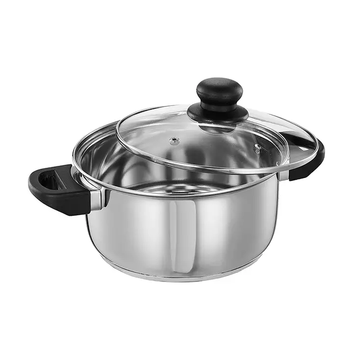 Amazon Brand - Solimo Stainless Steel Induction Bottom Dutch Oven with Glass Lid