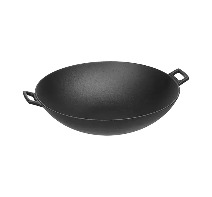 amazonbasics pre-seasoned cast iron wok pan