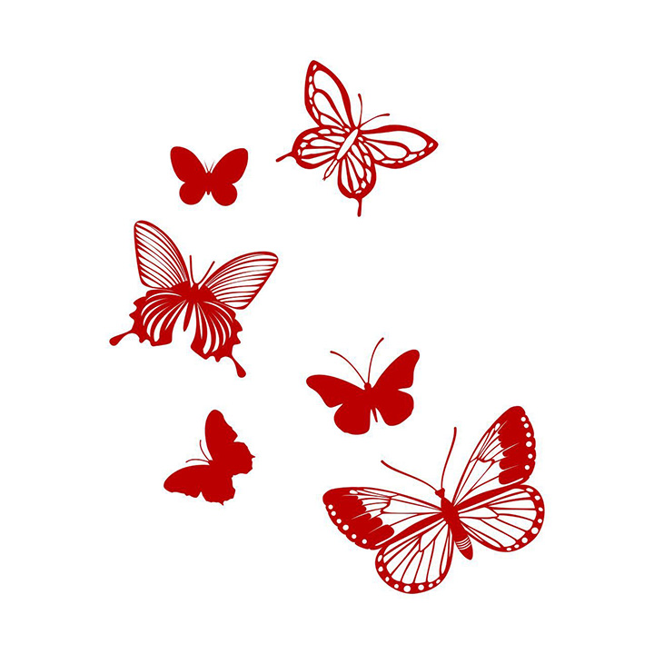 asian paints wall-ons red intricate butterflies wall sticker