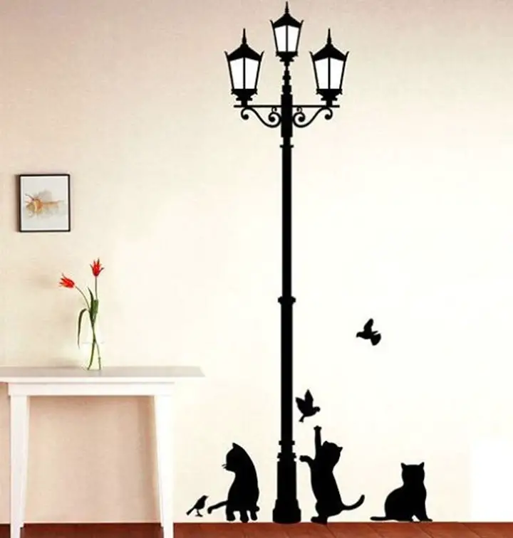 decals design 'ancient lamp and cats' wall sticker
