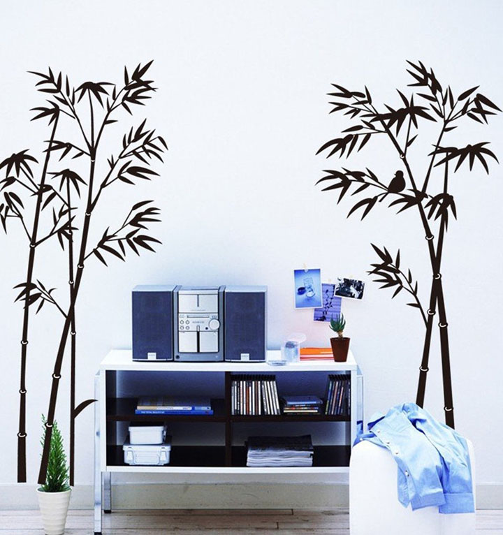 decals design 'beautiful bamboo tree black' wall sticker