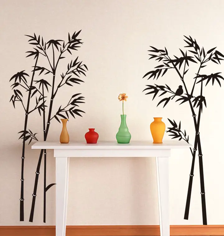 decals design 'beautiful bamboo tree black' wall sticker