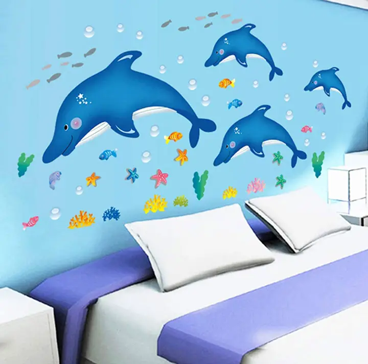decals design 'cartoon dolphins star fish underwater creatures' wall sticker