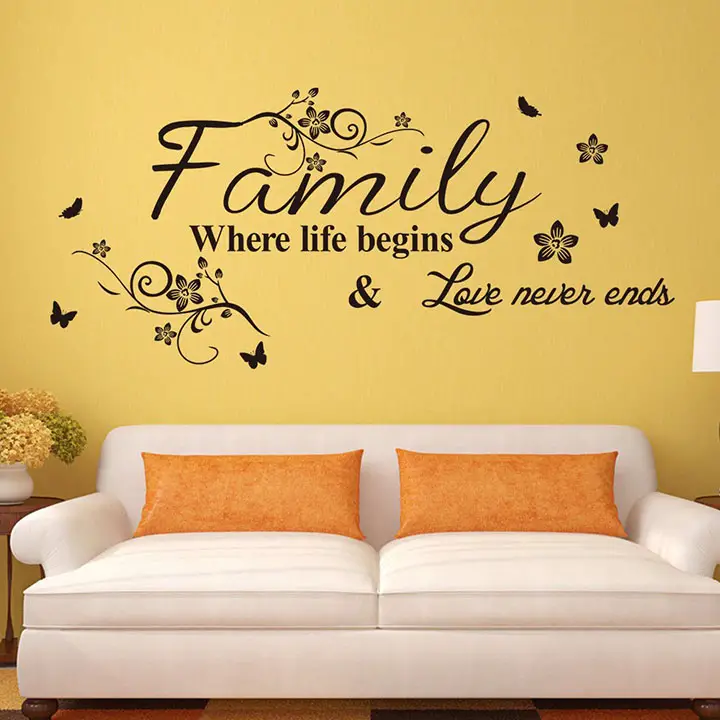 decals design 'family where life begins' wall sticker
