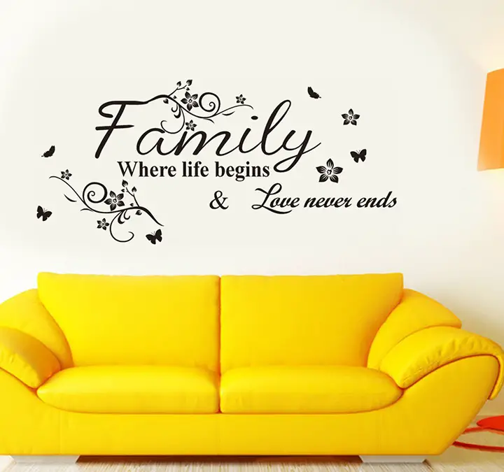 decals design 'family where life begins' wall sticker