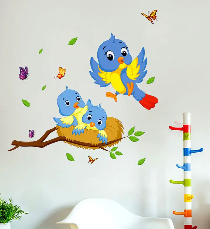 decals design 'happy birds family' wall sticker