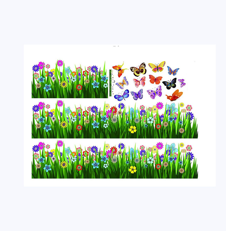 decals design stickerskart walking in the garden flower border design wall stickers