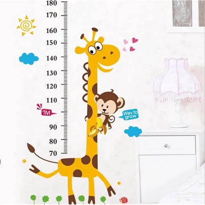 decals design stickerskart wall stickers kids giraffe height chart