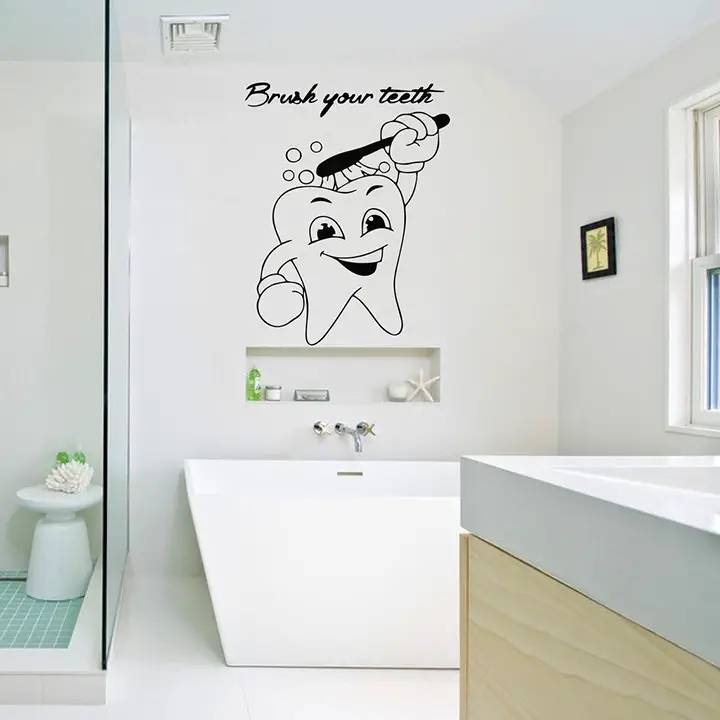 decorvilla vinyl brush your teeth wall sticker