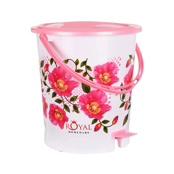 fuscia flora plastic dustbin for home