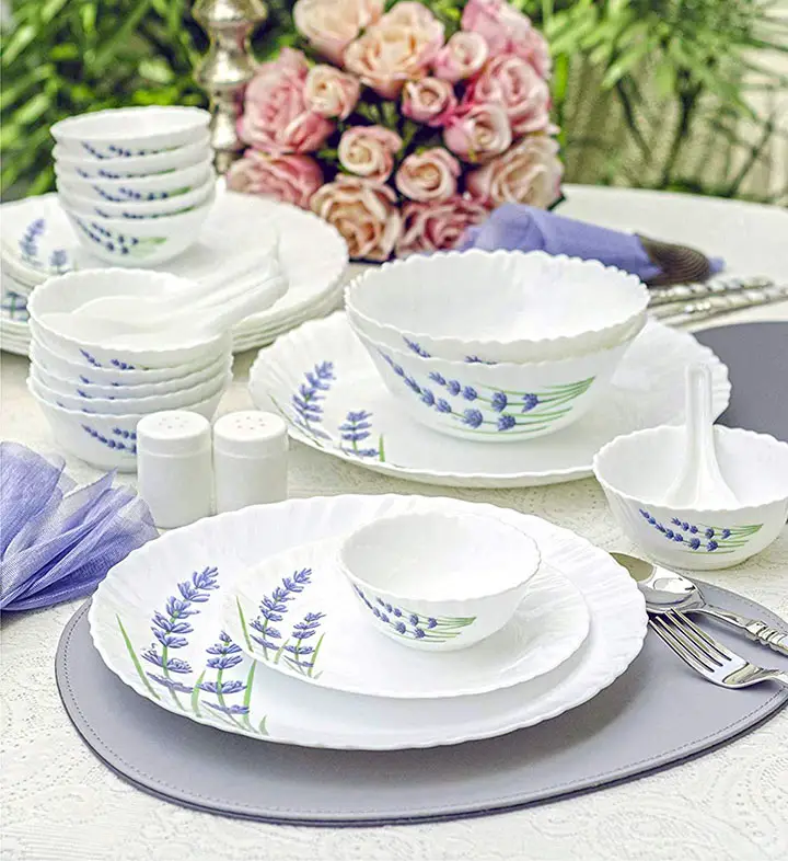 laopala english lavender novo collection opalware dinner set