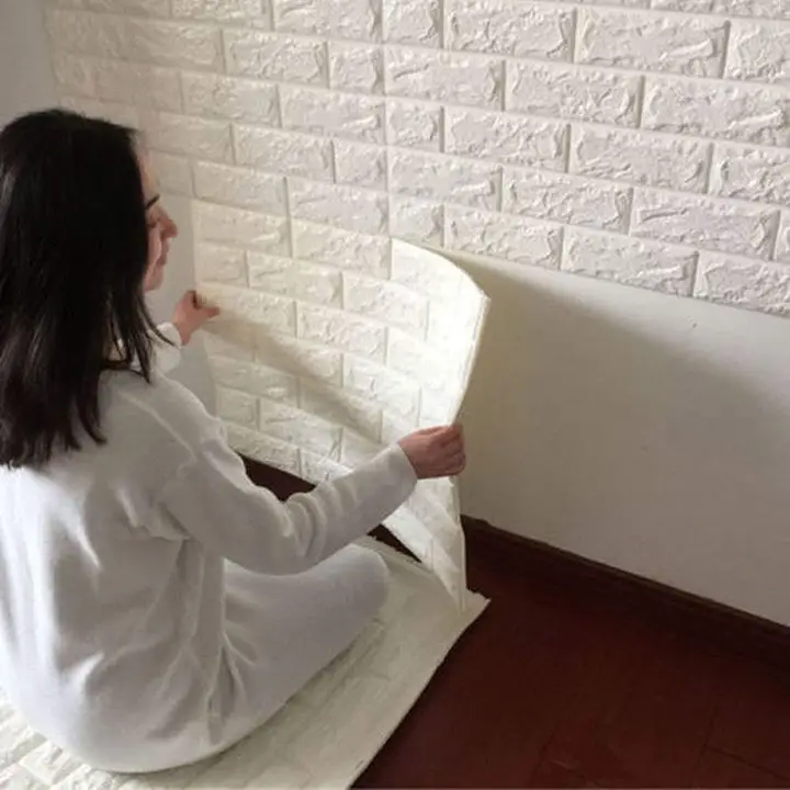 lukzer (4 Pc) brick wallpaper self- adhesive 3d foam wall sticker