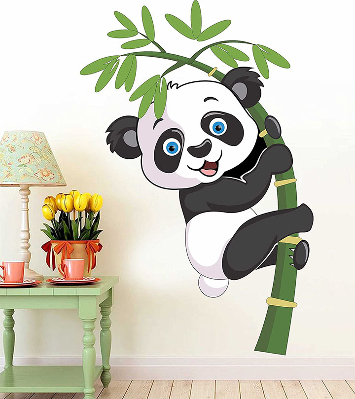 paper place design baby panda removable wall stickers