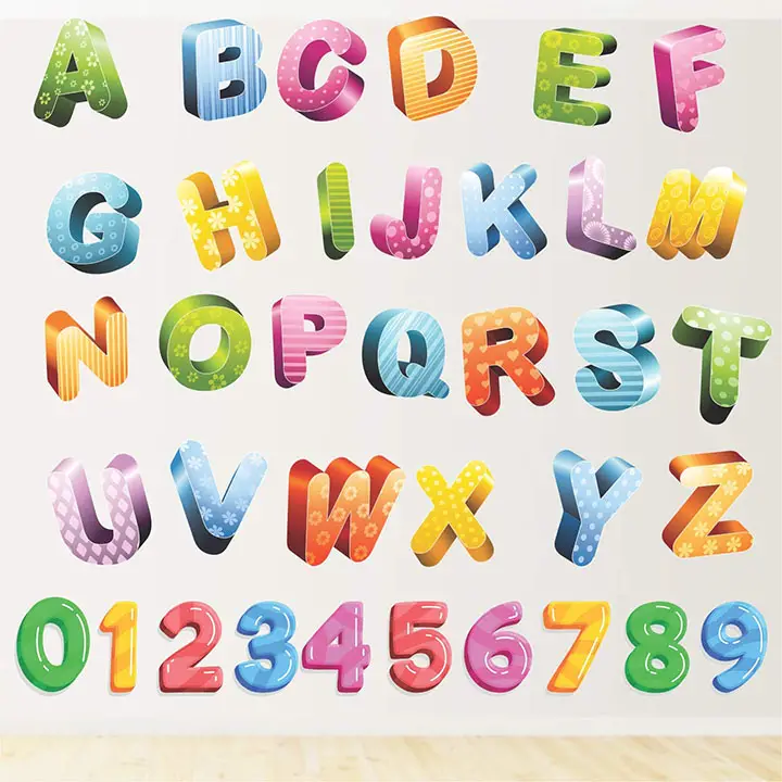 stickme 'colourful glittering alphabets kids learning education nursery pre school kinder garden wall sticker