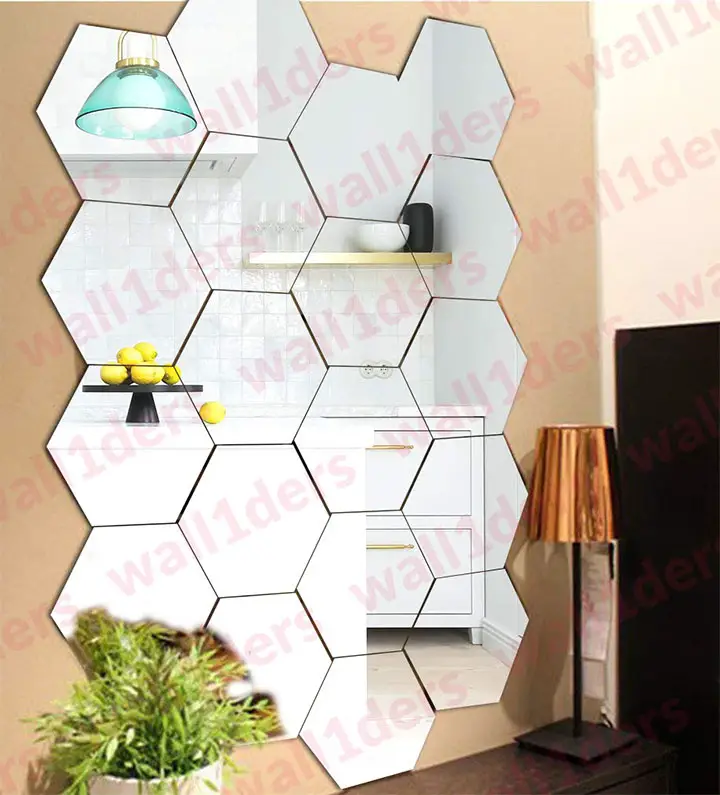 wall1ders - 20 hexagon with 10 butterfly silver 3d acrylic stickers
