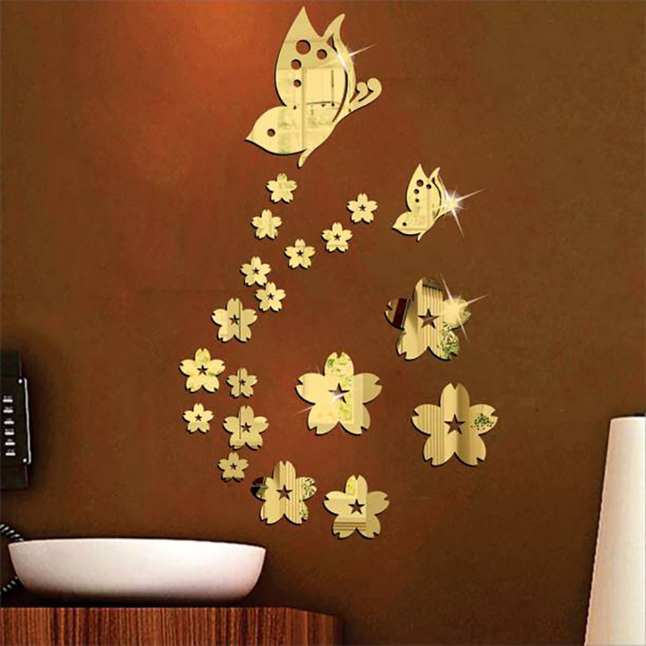 wall1ders - 21 butterfly flower 3d acrylic stickers