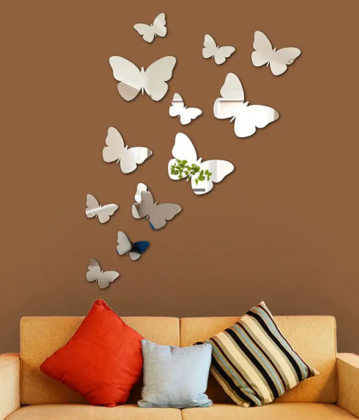 wall1ders atulya arts 3d butterflies acrylic sticker, mirror wall stickers