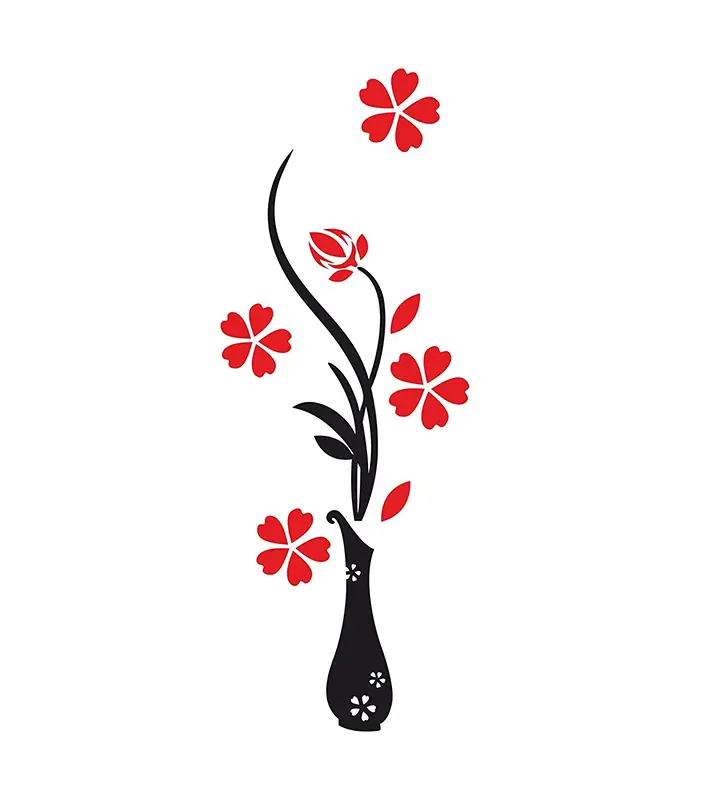 Decals Design 'Flowers with Vase' Wall Sticker