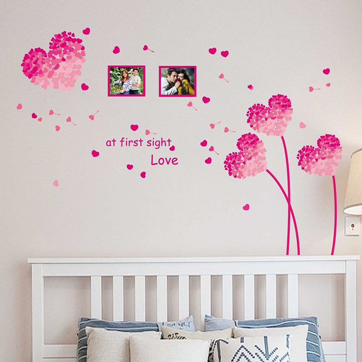 Decals Design 'Heart Shaped Flowers with Blowing Petals' Wall Decal