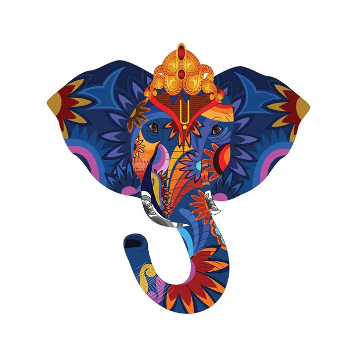 Rangoli god & God's Wall Sticker Elephant Modern Art