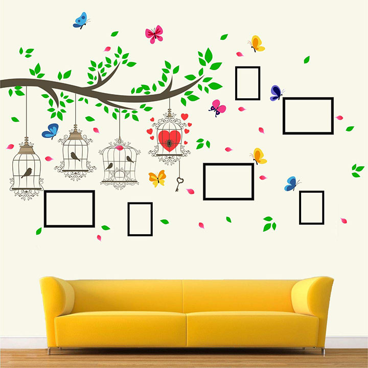 StickMe 'Family Photo - Frame - Tree - Birds Cage - Butterfly - Wall Sticker