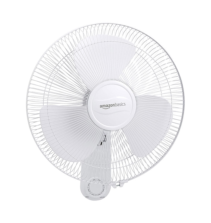 amazonbasics - high speed wall fan for cooling with automatic oscillation